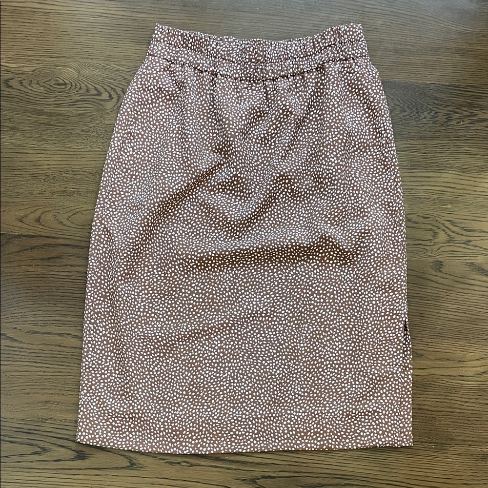 NWOT J. Crew Brown and White Animal Print Pencil Skirt